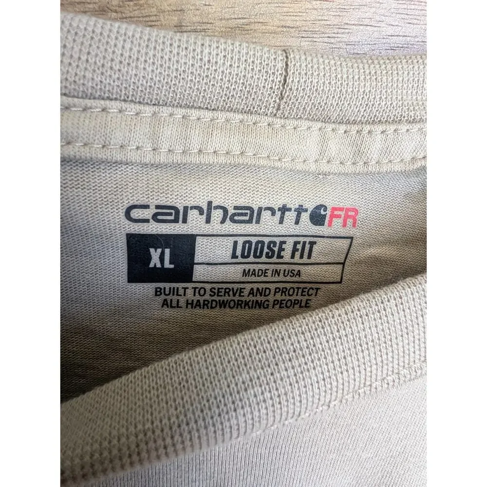 NWT Carhartt T Shirt Mens XL Khaki Flame Resistant Force Loose Fit Long Sleeve - Picture 3 of 6